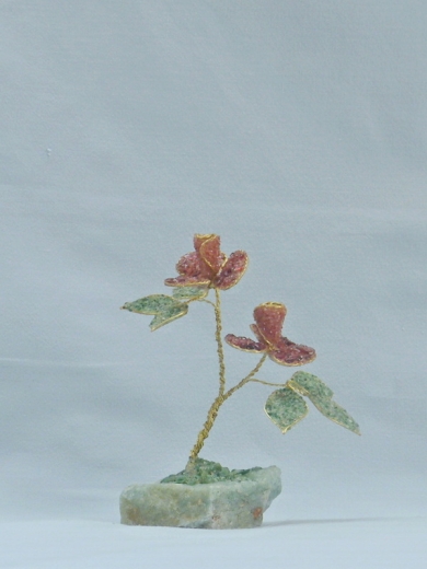 Zwei Rosen (± 12 cm) mit Jaspis